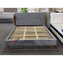 Fabric queen or king size bed frame // Mattress sold separately 