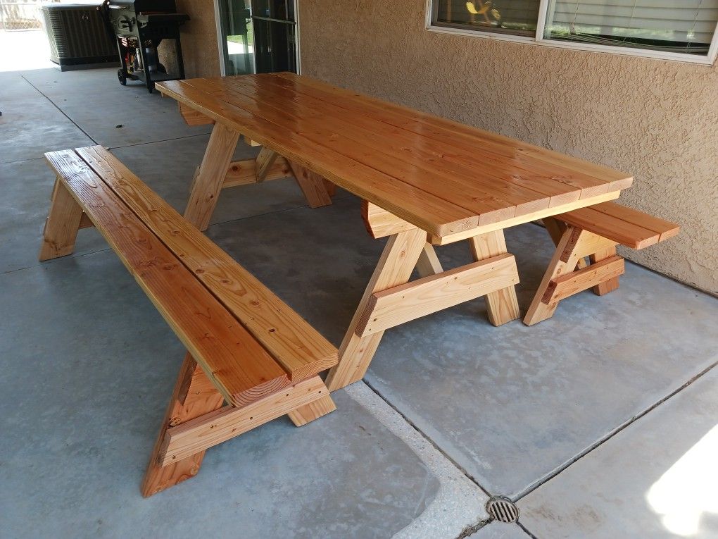 Picnic Tables And Garden Wooden Bridges For Water Saving Landscape.