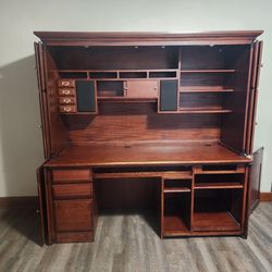 Wood Computer Desk With Hutch Top 