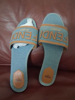 Fendi Roma Denim Slide Sandals