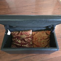 Black Faux Leather Storage Ottoman Bench – Lift Top, Multipurpose