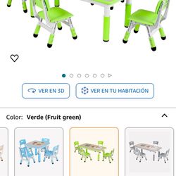 table with 6 chairs for children