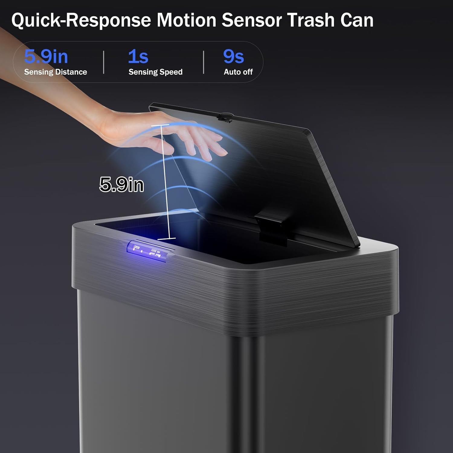 21.1 Gallon Motion Sensor Trash Can,Touchless Automatic Garbage Can,Brushed Stainless Steel Smart Bin,with Bag Holder,Soft Close Lid,for Kitchen,Offic