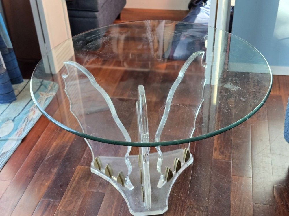 Acrylic Swan 36" Glass Top Table