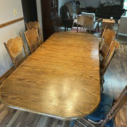 Large Solid Oak Dining Table