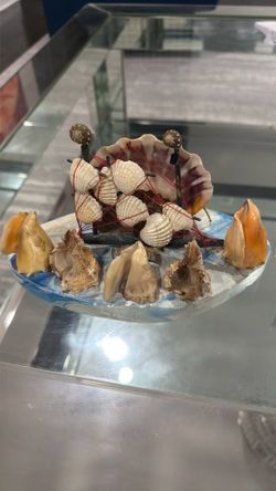 Handmade Seashell Sailboat Decorative Figurine