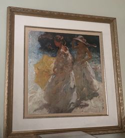 Two Girls Art with Gold Frame