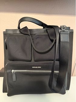 Michael Kors black nylon commuter tote bag