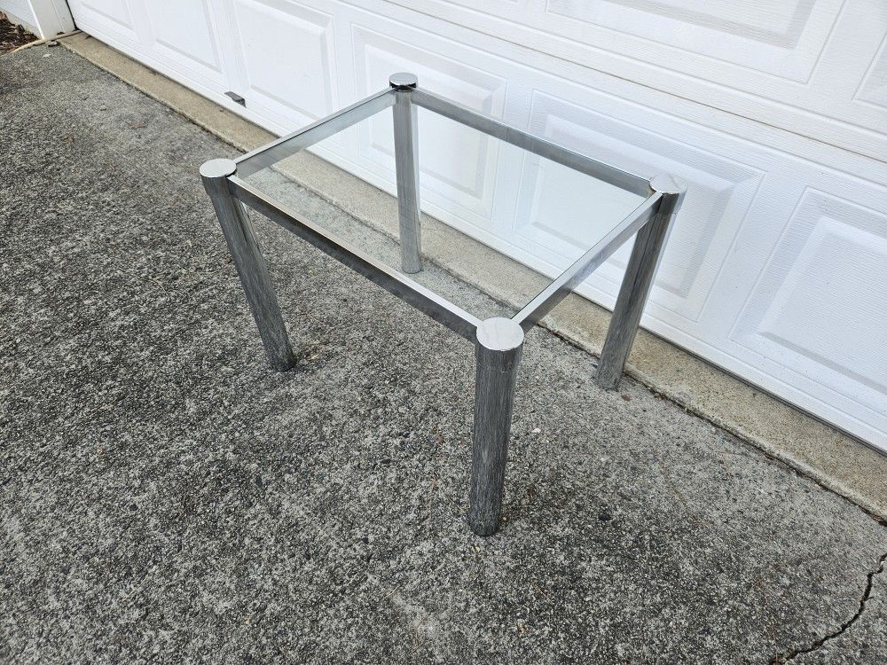 Vintage Chrome and Glass End Table Mid-Century