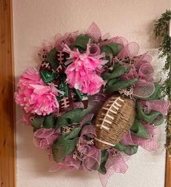 Handmade Football & Pom Pom Wreath – One-of-a-Kind Gender Reveal Decor