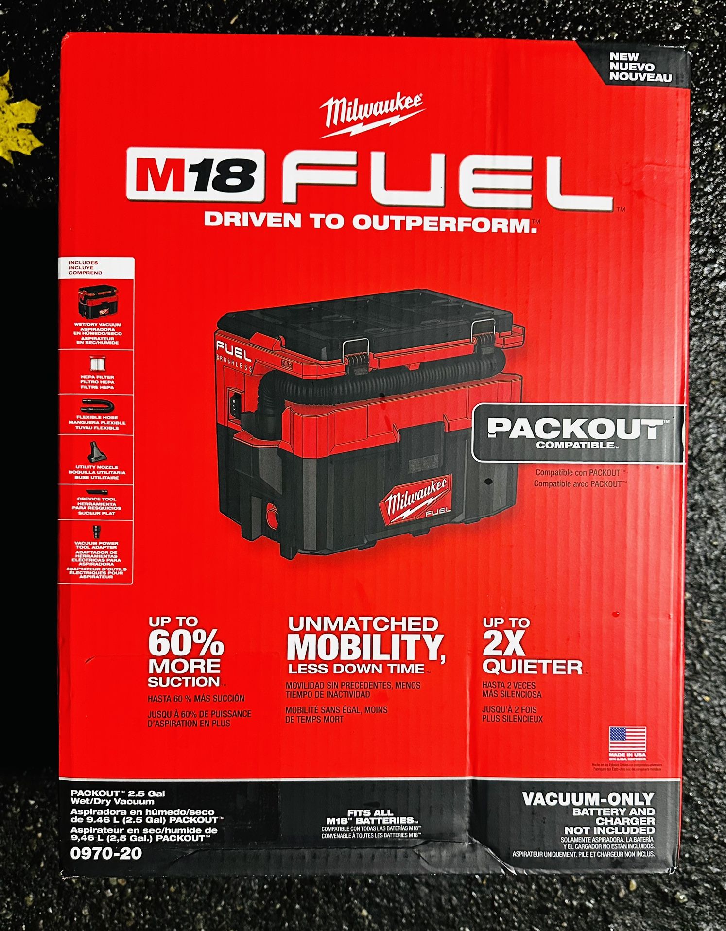Milwaukee M18 FUEL PACKOUT 18-Volt Lithium-Ion Cordless 2.5 Gal. Wet/Dry Vacuum (Vacuum-Only)