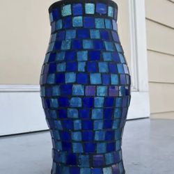 Vase H11” W5” Blue Mosaic 