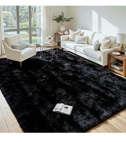 Brandnew 5x7 Area Rug for Living Room, Ultra Soft Fluffy Black Rugs for Bedroom, Non Slip Large Shag Carpet, Fuzzy Plush Nursery Rug, Thick Washable I