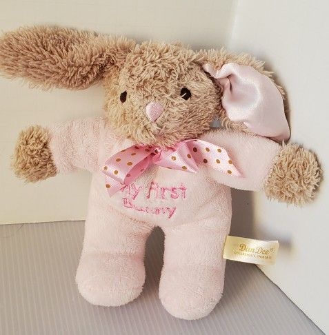 Dan Dee My First Bunny Lovey Rattle Stuffed Animal Baby Toy Lovey Easter Pink