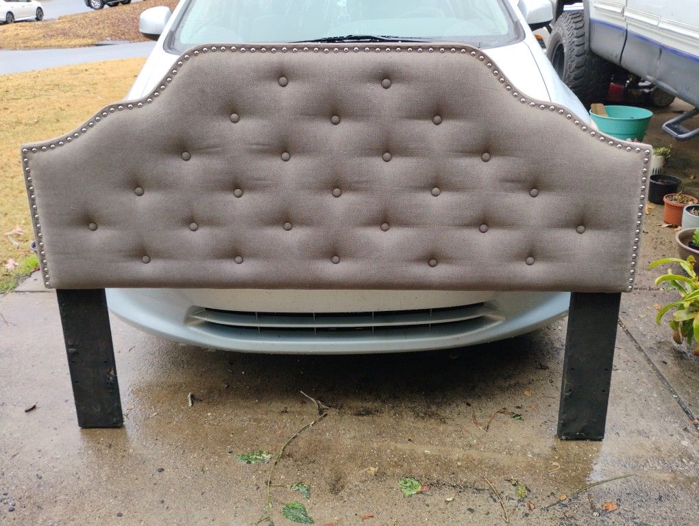 Grey Tufted Headboard - Full Size
