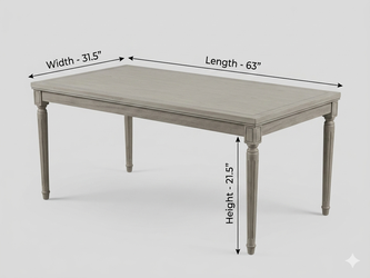 63” Farmhouse Dining Table Light Wood Finish Rectangular Table