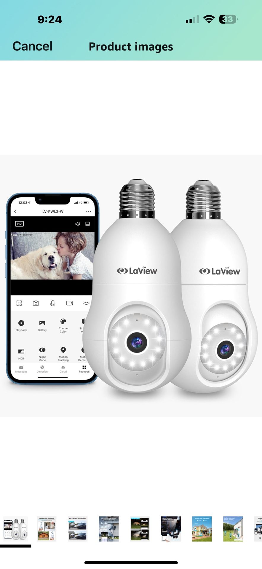 4MP Bulb Security Camera 2.4GHz,360° 2K Security Cameras Wireless Outdoor Indoor Full Color Day and Night, Motion Detection, Audible Alarm, Easy Insta