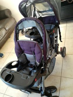 Double stroller with car seat