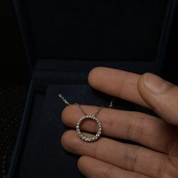 14k White Gold Necklace w .50cts Diamond Pave Pendant