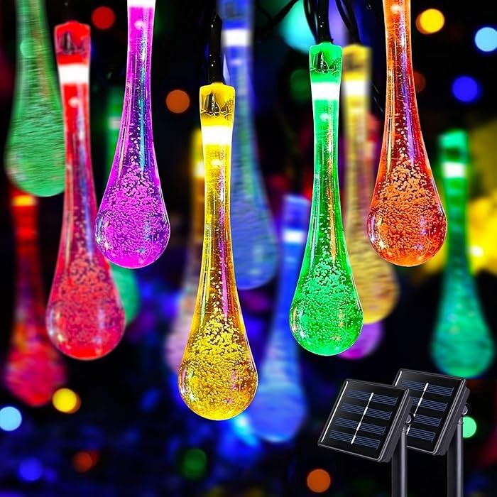 2 Pack Solar String Lights Outdoor Waterproof