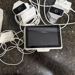 Wired Indoor IP Security Camera System, 2 Cameras, Touch Screen, White