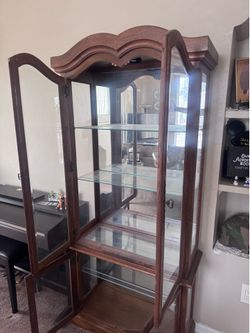 Vintage glass and Wood cabinet