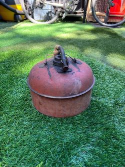Vintage Metal Gas Can With Flexible Spout – Antique Garage Decor