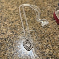 Brighton Floral Heart Locket Necklace – Silver Plated