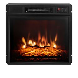 18" Electric Fireplace Insert Heater with Remote – 1400W LED Flame – Open Box