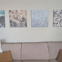 Canvas Wall Art Beach Rock Sand Wave Set Of 4