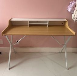 Modway Oak/White Bin Writing Desk with Hutch