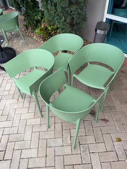 (24) Vondom Ecru & Jade Africa Armchairs Polypropylene Stackable 22-3/4" x  20-3/4" x 29-1/2" $280ea New