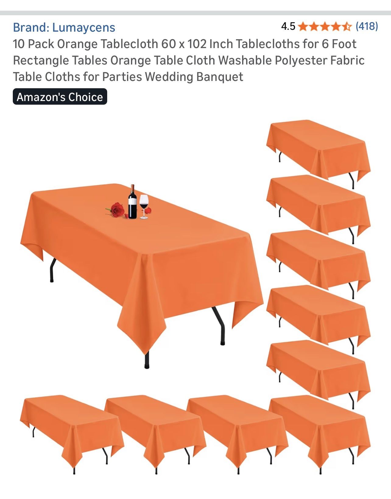 10 Orange Table Cloths {60x102}