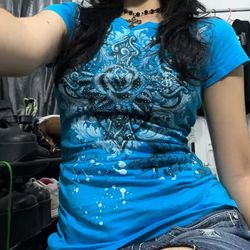 Women’s Blue And Black Goth Shirt