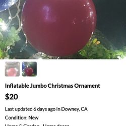 1 Inflatable Jumbo Ornament  In The Box