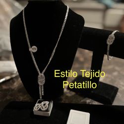 Cadena Aretes Y Pulsera De Plata 