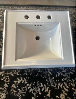 Kohlera K-2239-8-0 Memoirs Pedestal Bathroom Sink Basin with 8" Centers, White