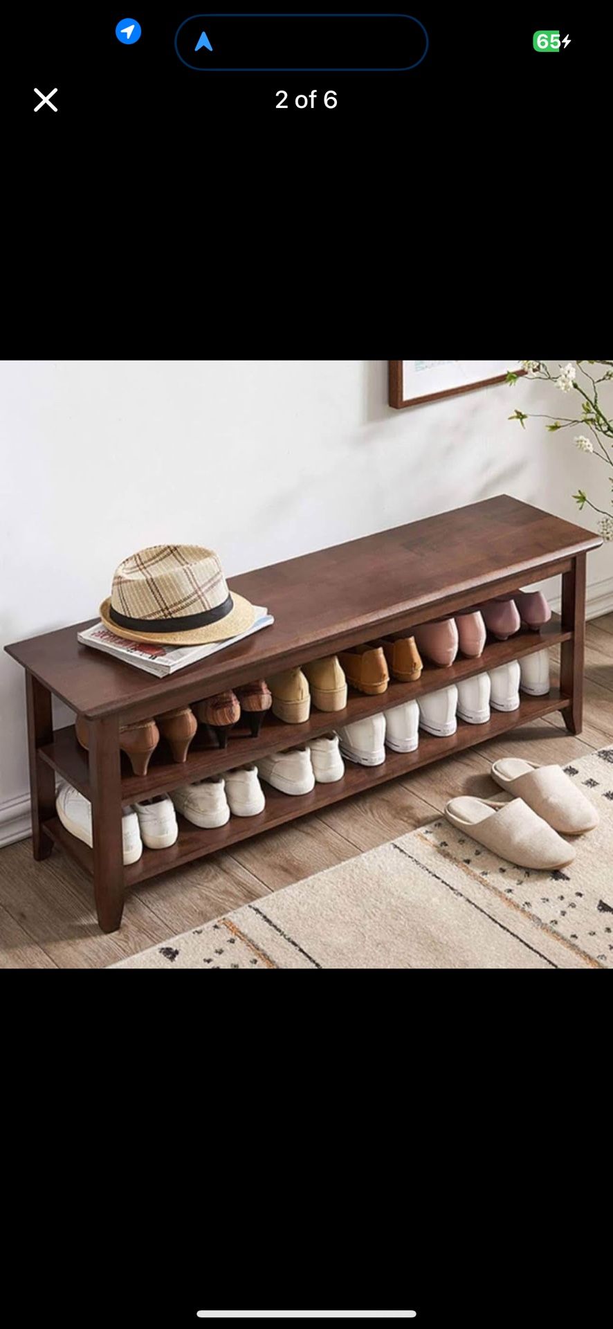 Wooden Shoe Rack Bench Rustic Solid Wood Entryway Bench