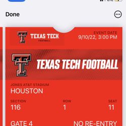 UH vs Texas Tech Football Tickets 09/10