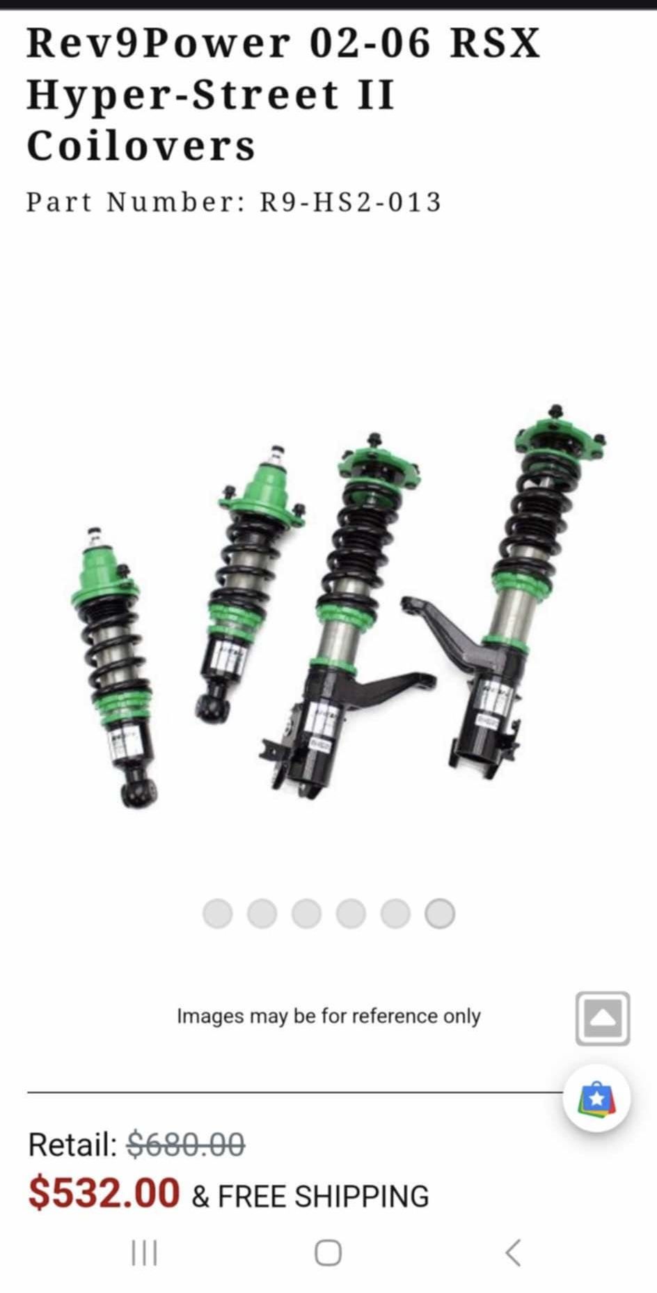 Kseries Rev9Power Hyperstreet Coilovers 02-06 RSX