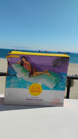 Sun Squad Inflatable Chaise Lounge Pool Float with Cup Holder — New
