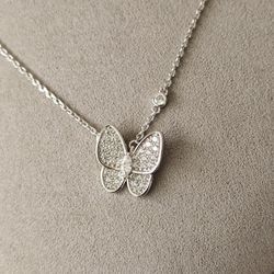 VCA Butterfly Necklace White Zirconia Stone 