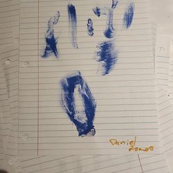 Abstract Blue Brushstroke Artwork on Paper