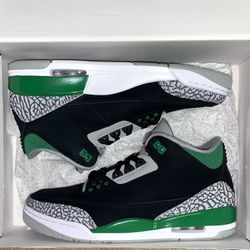 Air Jordan Retro 3 Pine Green Size 10.5 