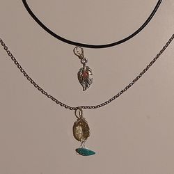 pink tourmaline leaf and lemon topaz necklaces 
