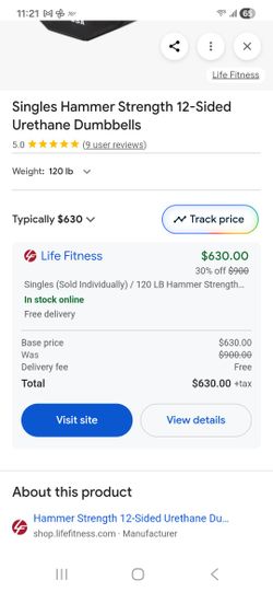 Hammer Strength (1) 120lb Dumbell