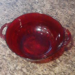 Anchor hocking red glass bowl