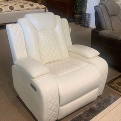 White Leather Recliner 