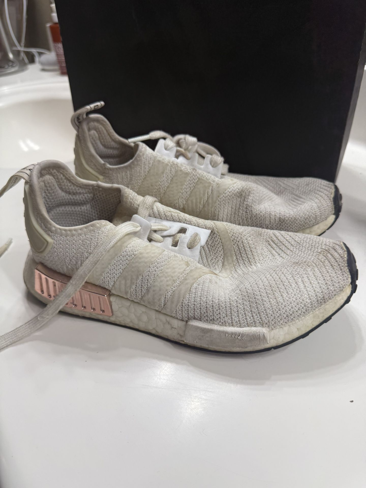 Adidas NMD R1 Metallic Plus Running Shoes White Womens Size