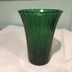 Forest Green  Ribbed Flared Glass Flower Vase -NAPCO